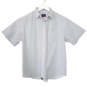 UNTUCKit Giro Bicycle Print Shirt Medium White Blue Short Sleeve Bike Cycling